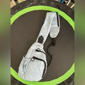 Free People Quilted Sling Bag Light Blue Padded Crossbody Belt Bag